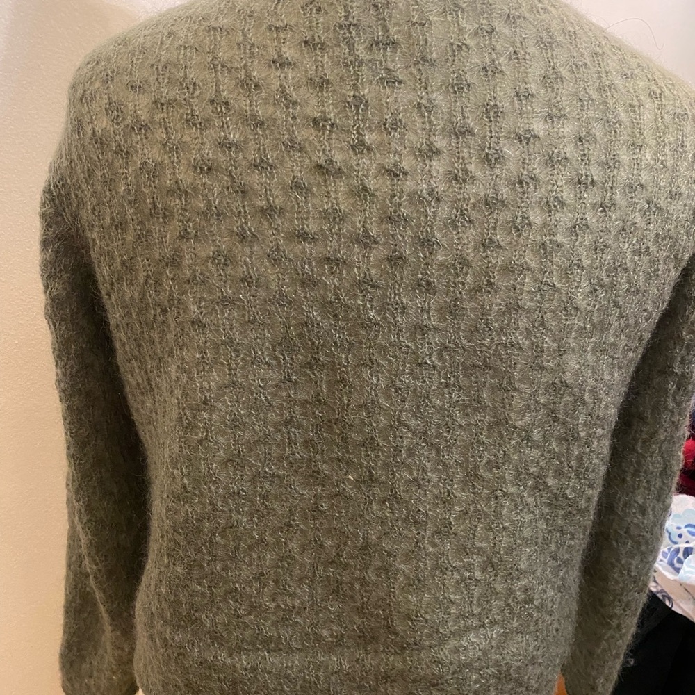 Vintage Koret Olive Mohair Blend Pointelle Sweater- like Sezane - Picture 2 of 6